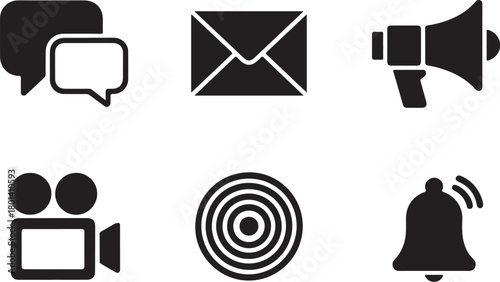 Essential communication and social media icons set