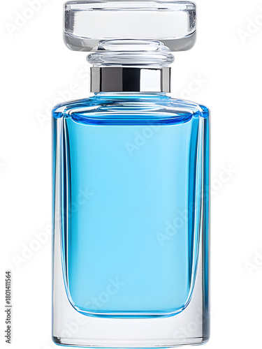 Elegant glass perfume bottle  mock up isolated on transparent background, perfect for luxury, beauty, and branding visuals.