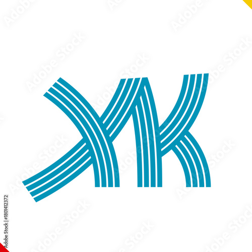 Parallel line monogram initial logo, combination of letter X and K. Idea and inspiration for branding, company and corporation name abbreviation. personal and commercial purpose.