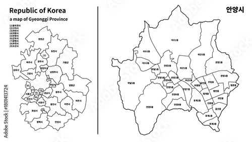 경기도 안양시 지도 / Anyang City Map, Gyeonggi-do, South Korea