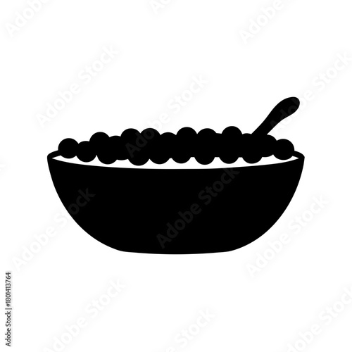 Bowl with spoon and granular food icon illustration