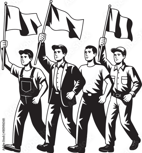 Workers striking together for rights and freedoms