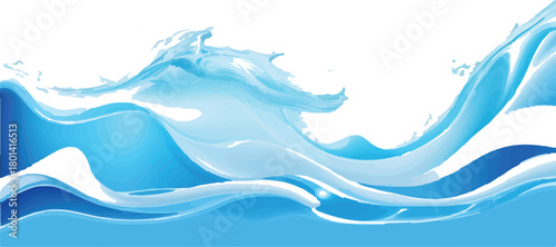 Abstract blue water wave illustration flowing liquid motion with splash effect vector design element for backgrounds and banners