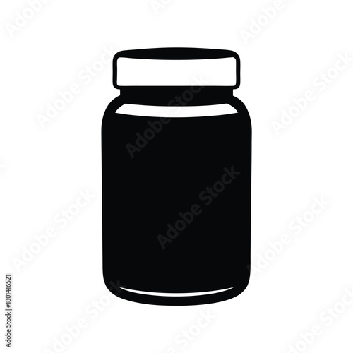 Empty jar black silhouette icon for storage design