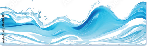 Abstract blue water wave illustration flowing liquid motion with splash effect vector design element for backgrounds and banners