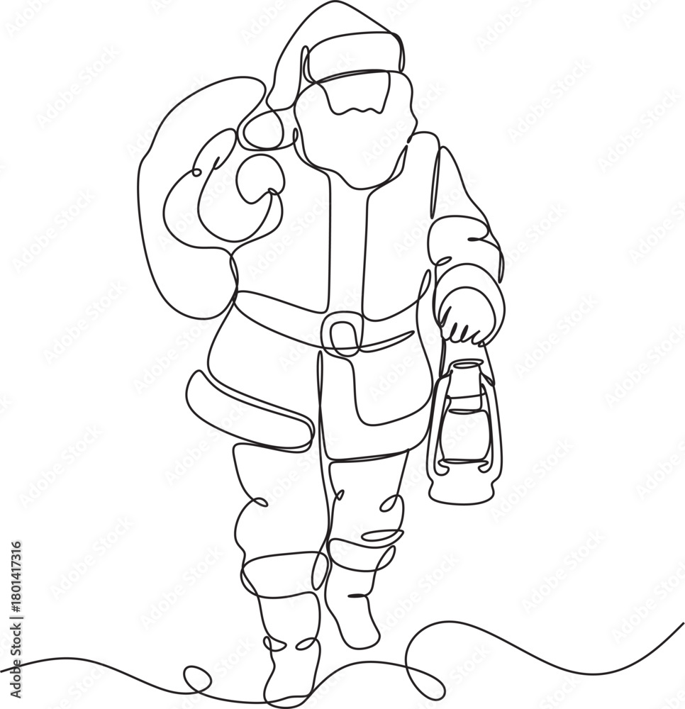 Obraz premium Line drawing of Santa Claus