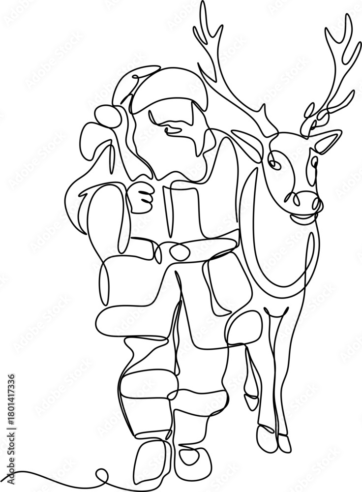 Fototapeta premium Line drawing of Santa Claus