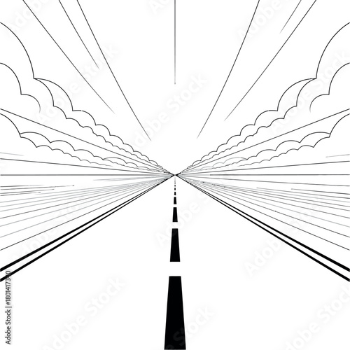 Abstract vanishing point perspective of a road leading to the horizon