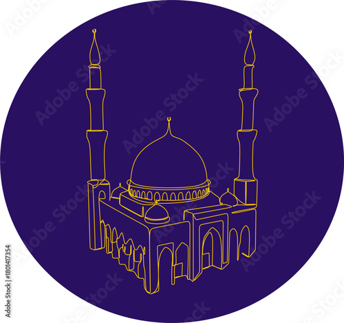 Line drawing of a Jewish synagogue