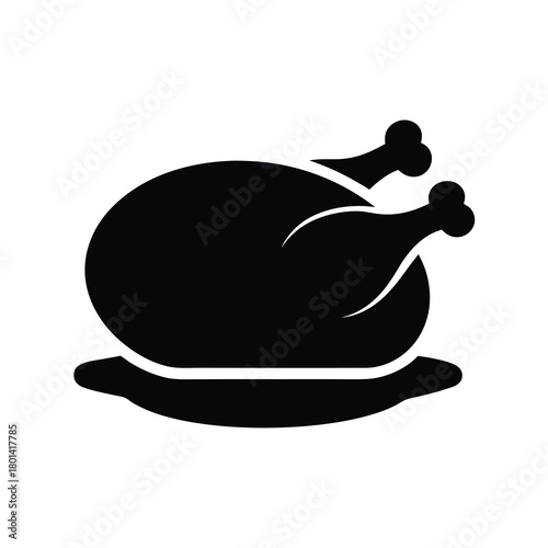 Roasted whole chicken or turkey food icon graphic