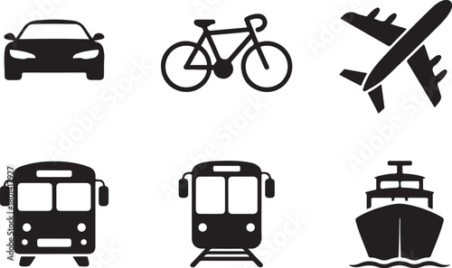 Transportation icons for travel and logistics use