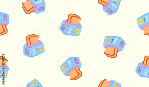 Bread toaster seamless pattern background