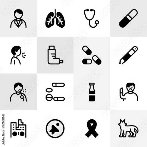 Collection of medical and healthcare icons on a white background