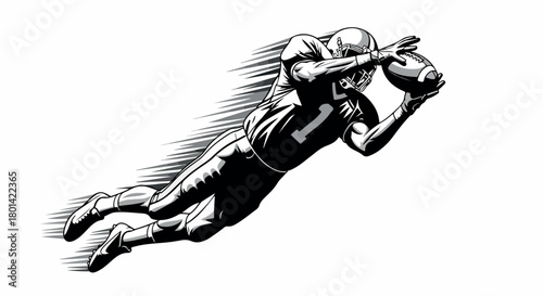 Football player leaping catch action sports dynamic