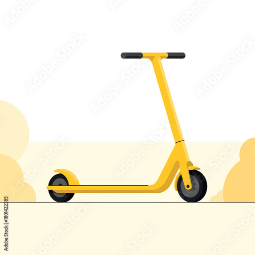 Bright yellow electric scooter isolated on a soft yellow background
