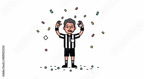 Referee raising hands with transparent background