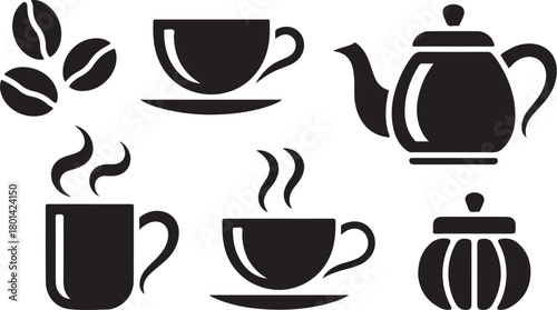 Coffee break essentials: tea, sugar, and beans