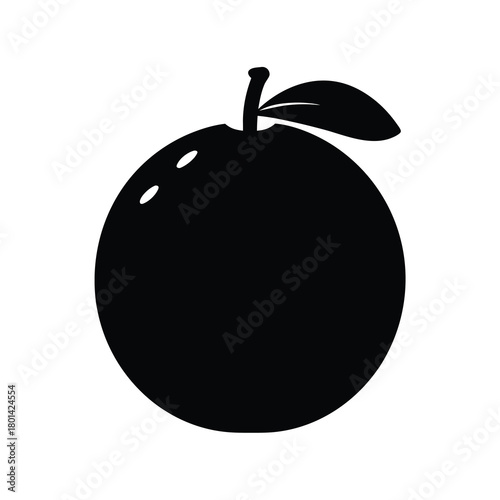 Stylized orange fruit silhouette icon with single leaf