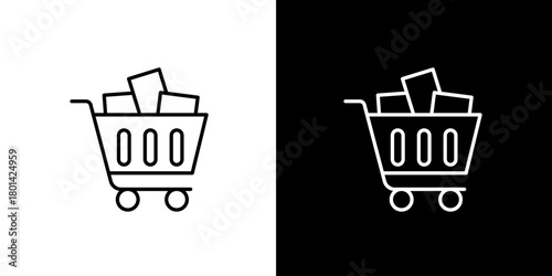Shopping Cart with Items Streamlined E-commerce Vector Icon