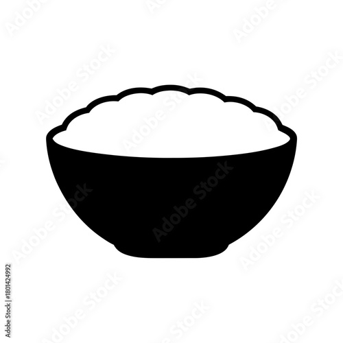 Minimalist black icon of a bowl of cooked white rice