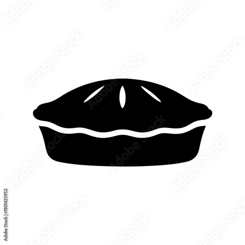 Classic baked dessert pie black outline silhouette icon