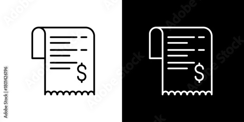 Shopping receipt icon for financial transactions and purchase records, vector illustration