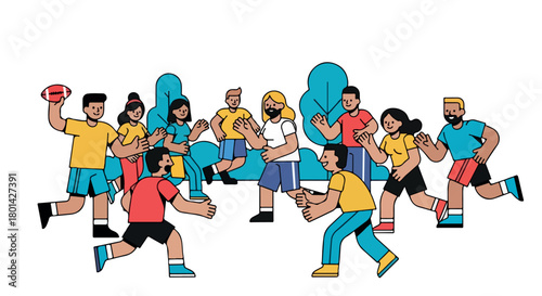 Group of friends watching football game outdoors