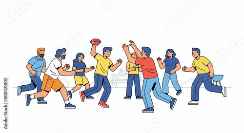 Group of people playing football outdoors