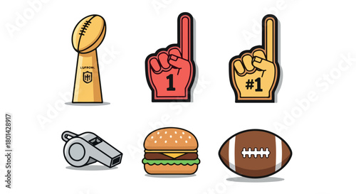 Football game elements with transparent background