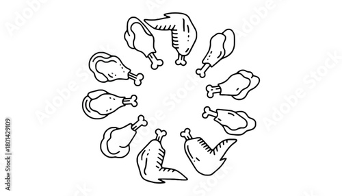 Chicken wings and drumsticks illustration food menu design