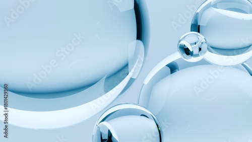 Abstract glass blue balls. Chaotic scatter spheres. Festive party wallpaper. .