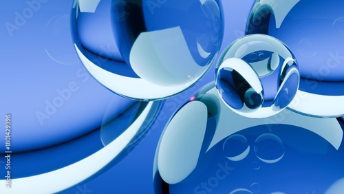 Abstract glass blue balls. Chaotic scatter spheres. Festive party wallpaper. .