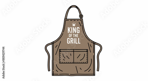 Grill apron with crown and text, isolated