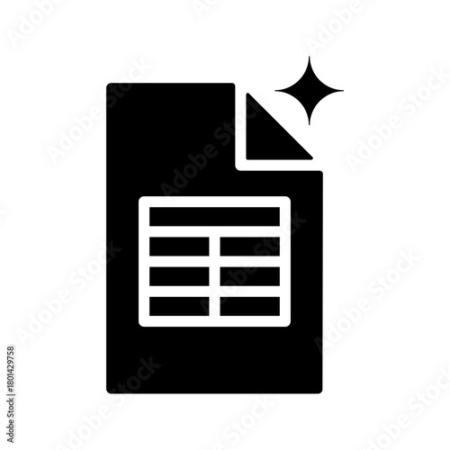 AI-powered spreadsheet flat icon data analysis
