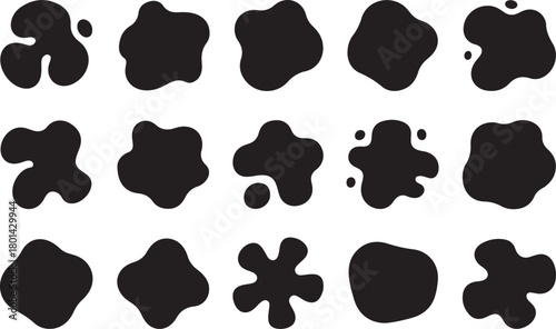 Abstract black shapes vector elements set design