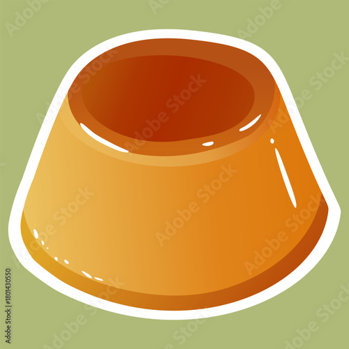Creme Caramel Illustration Classic Sweet Custard Dessert