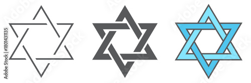 Star of David line icon. Simple hexagram religious symbol in thin outline style, isolated on a white background. Vector illustration for jewish religion, holiday and logo design.
