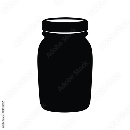 Mason jar silhouette icon black isolated minimalist design