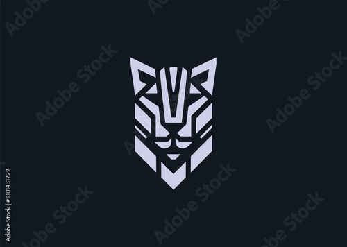 A sleek geometric panther logo built from sharp angular forms and smooth interconnected lines, representing agility, stealth, and precision, crafted as a contemporary creative vector design
