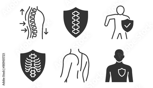 Spinal health and body protection concept in vector graphics