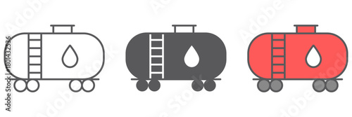 Oil tank icon, industy and container, fuel train sign, vector graphics, a linear pattern on a white background. editable stroke
