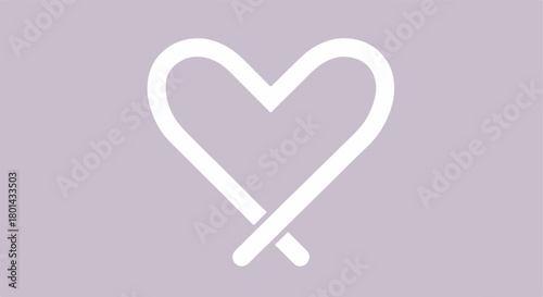 Heart shape with intersecting line, simple outline