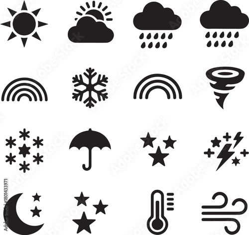 Weather forecast icons for app design and UI design
