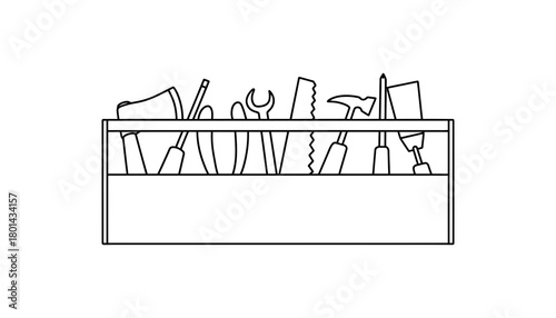Toolbox illustration with hand tools for diy and home repair