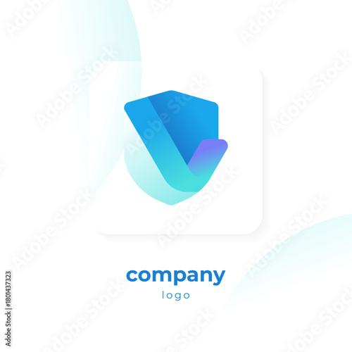 modern blue gradient shield logo