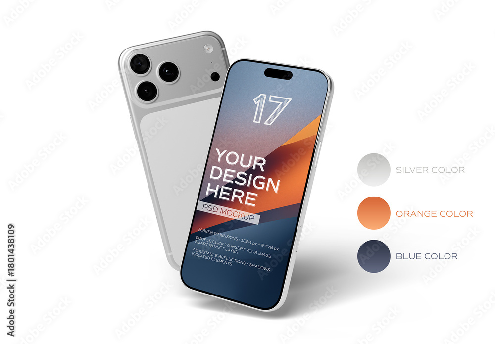 Two Isolated Smartphones Floating On Editable Background Mockup Stock ...