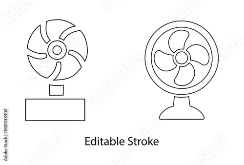 ventilator fan icon editable stroke vector set, propeller, cooler vector line icon illustration
