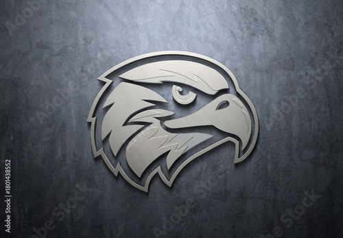 Metal Brushed Logo Mockup On Concrete Surface