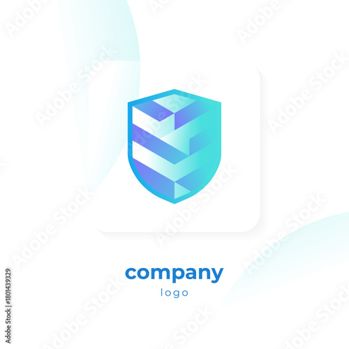 modern blue gradient shield logo