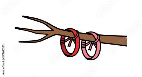 Climbing knot on branch with transparent background